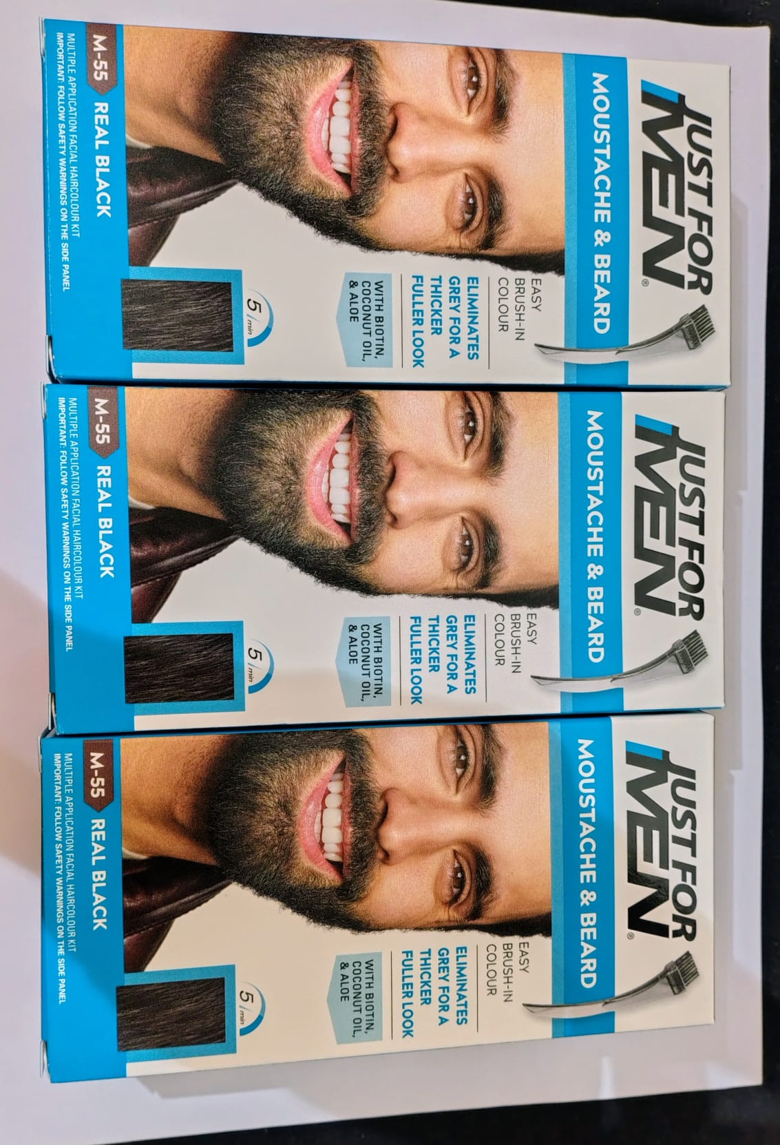3*Just for men Moustache & Beard Colour(Real balck)
